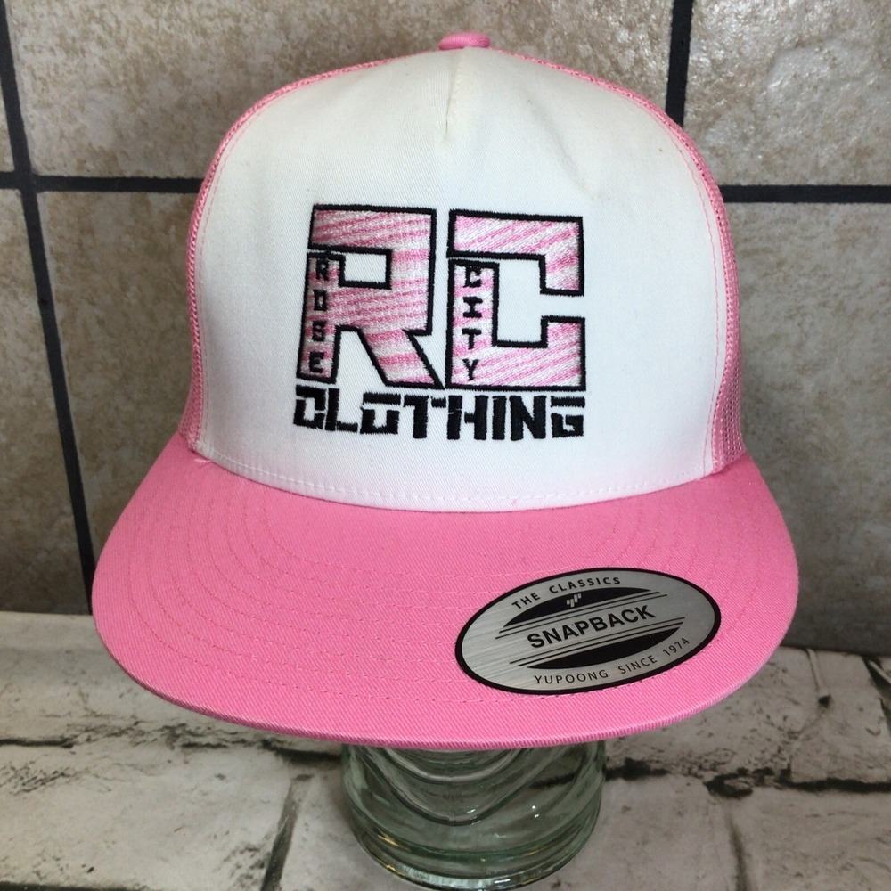 RC Rose City‎ Clothing Hat Unisex Snapback Pink White Trucker Style Ball Cap